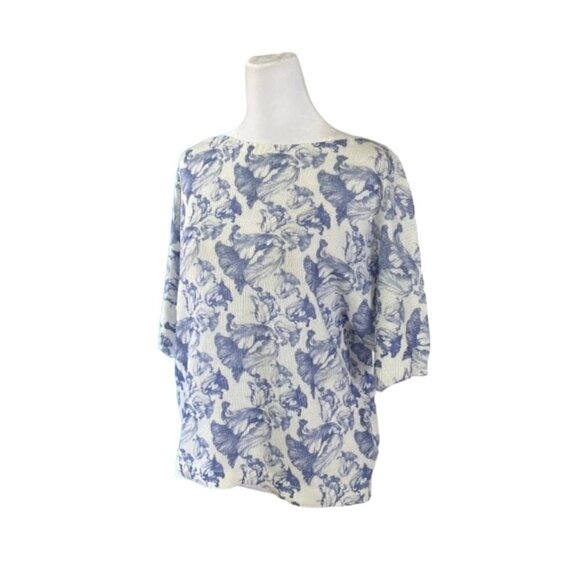 Luisa Ricci Made in Italy Floral Knit Short Sleeve Sweater Size Medium - Picture 2 of 5